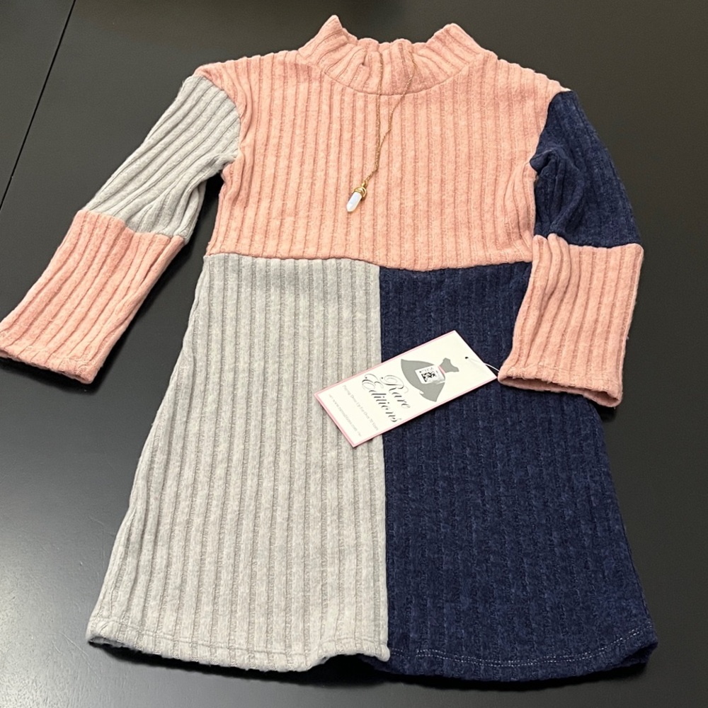 Rare Editions Pink, Gray, and Blue Kids Dress
